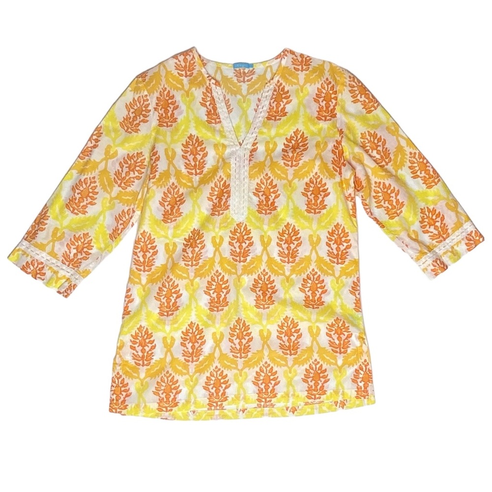 J.McLaughlin Printed 3/4 Sleeve Split Hem Tunic Size Large